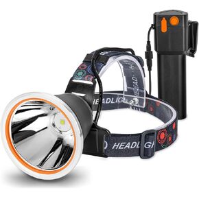 High Power LED Headlamp Separation Design Outdoor Head Lamps Waterproof&Rechargeable Long Distance Headlight for Camping Hiking FishingHunting (Yellow Light)