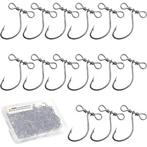 Drop Shot Fishing Hooks, 80pcs Spin Hooks Dropshot Swivel Hooks in-line Drop Shot Rig Hooks High Carbon Steel Worm Fishing Hooks for Bass Perch Walleye Catfish