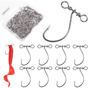 OROOTL Drop Shot Fishing Hooks, 120pcs/Box Drop Shot Hooks in-line Drop Shot Rig and Swivels High Carbon Steel Worm Hooks Drop Shot Bait Hook for Bass Perch Walleye
