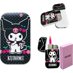 NIVEK Kulomi Lighter Decor Y2K Kitty KT Torch Cool Lighter Pink Flame Lighter Refillable Kawaii Windproof Flame Pretty Japanese Accessories