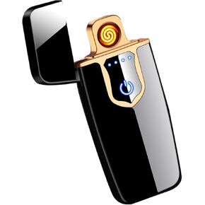 COZYLIFE Smart Electric Lighter,USB Rechargeable Lighter,Double-Sided Ignition Lighter,Ultra-Thin Touch Double Arc Sensor Lighter for Your Boyfriend, Family, Your Father (Black)