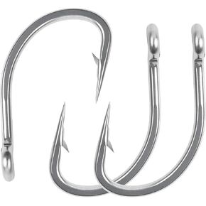 Live Bait Hooks Saltwater, 50pcs O'Shaughnessy Live Bait Short Shank Hooks with in-Line Point Fishing J Hooks Size 1#-5/0