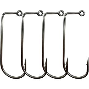 50pcs/100pcs Aberdeen 90 Degree Fishing Jig Hooks Long Shank Forged Barbarian Hooks High Carbon Steel Fishing Hooks for Freshwater & Saltwater Size: 6#-6/0#