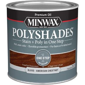 Minwax PolyShades Wood Stain + Polyurethane Finish – ½ Pint, American Chestnut, Gloss
