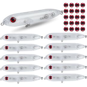 Fishing Blanks Lures Kit,10PCS Unpainted Crankbait Blank Topwater Fishing Lures Swimbait with 3D Fishing Eyes DIY Hard Lures Bait for Bass Salmon Trout Walleye Saltwater Freshwater