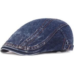 Quanhaigou Unisex Denim Newsboy Hats Flat Ivy Gatsby Cabbie Driving Berets Hat Cotton Dad Cap for Men Women