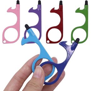 ANKOMINA 6 PCS Anti Touch Door Opener EDC Non Contact Clean Safety Door Opener Handle Tool Keychain for Public Places Doors Elevator Touch Screen