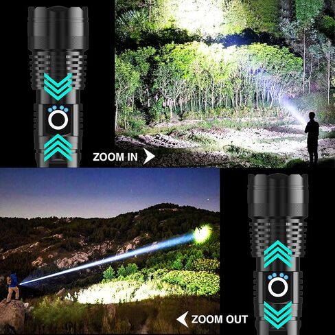مصابيح يدوية LED قابلة لإعادة الشحن EDC لحالات الطوارئ، 200000 لومن مصابيح يدوية متعددة الوظائف فائقة السطوع مع 5 أوضاع إضاءة in Saudi Arabia