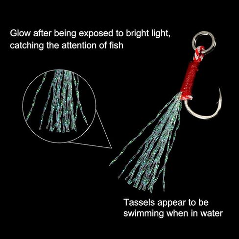 PATIKIL Fishing Assist Hooks Kit Glow Jigging Hook Slow Fast Fall Jigs Fishing Hook for Vertical Jigging Lure in Saudi Arabia