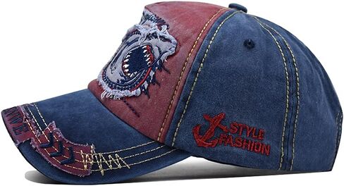 LOCOMO Men Women Shark Distressed Vintage Baseball Cap Fishing Hat Trucker Snapback Bill Brim Sun Cap Dark Gray in Kuwait
