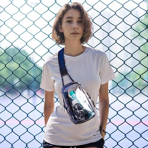 حقيبة تينيات الشفافة المعتمدة على الاستاد، حقيبة شفافة تمر بالجسم، حقيبة كتف كاجوال للرجال والنساء in Kuwait