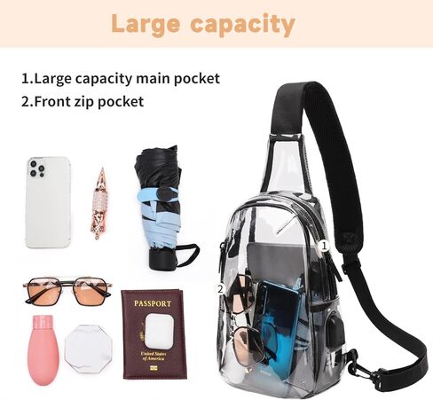 حقيبة تينيات الشفافة المعتمدة على الاستاد، حقيبة شفافة تمر بالجسم، حقيبة كتف كاجوال للرجال والنساء in Kuwait