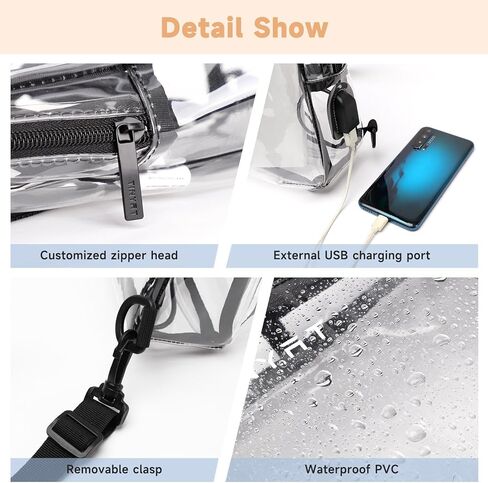 حقيبة تينيات الشفافة المعتمدة على الاستاد، حقيبة شفافة تمر بالجسم، حقيبة كتف كاجوال للرجال والنساء in Kuwait