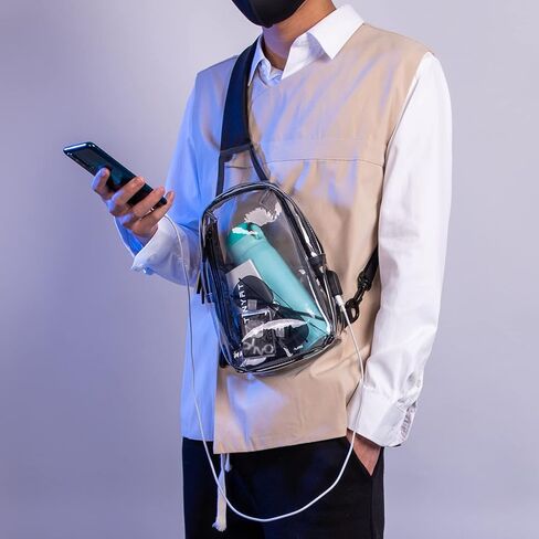 حقيبة تينيات الشفافة المعتمدة على الاستاد، حقيبة شفافة تمر بالجسم، حقيبة كتف كاجوال للرجال والنساء in Kuwait