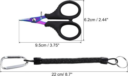 PATIKIL Fishing Scissors, 2 Pack Non-Slip Serrated Edge Scissors Fishing Braided Line Snips Fishing Line Cutter with Lanyard for Fishing Trimming, Black in Saudi Arabia