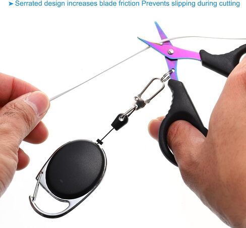 PATIKIL Fishing Scissors, 2 Pack Non-Slip Serrated Edge Scissors Fishing Braided Line Snips Fishing Line Cutter with Lanyard for Fishing Trimming, Black in Saudi Arabia