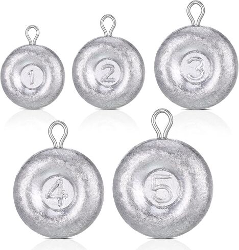 Sotiff 5 Pcs Disc Fishing Weights Saltwater Fishing Weights Sinkers Disc Fishing Sinkers Coin Sinkers for Ocean Sea Sand Trolling Drifting Fishing, 1 oz 2 oz 3 oz 4 oz and 5 oz in Saudi Arabia