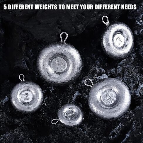 Sotiff 5 Pcs Disc Fishing Weights Saltwater Fishing Weights Sinkers Disc Fishing Sinkers Coin Sinkers for Ocean Sea Sand Trolling Drifting Fishing, 1 oz 2 oz 3 oz 4 oz and 5 oz in Saudi Arabia