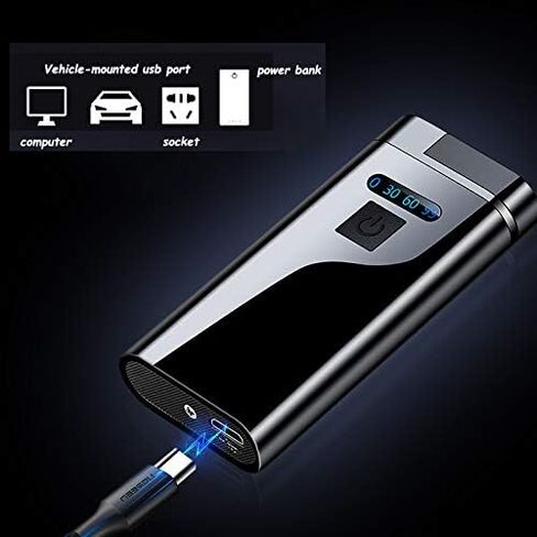 Jet Lighter Torch Lighter, 3 Flame Butane Refillable Cigar Lighter with Visible Gas Tank and Cigar Punch Cigar,Windproof Lighters Cigarette Ignition Without Gas,Adjustable Flame Size(Black） in Saudi Arabia