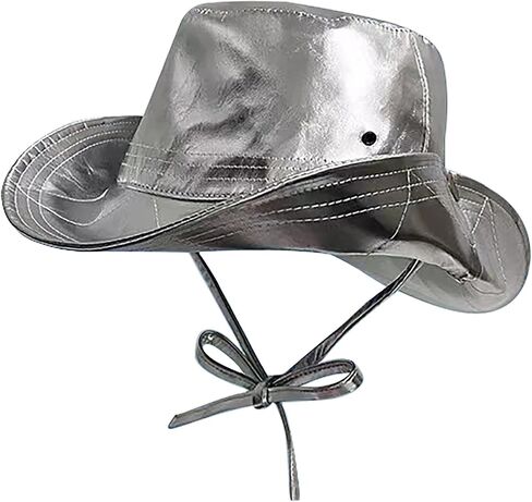 Faux Leather Cowboy Hat Unisex Bucket Hat with String Waterproof Fishing Cap Foldable Reversible Rain Hats for Women Men in Saudi Arabia