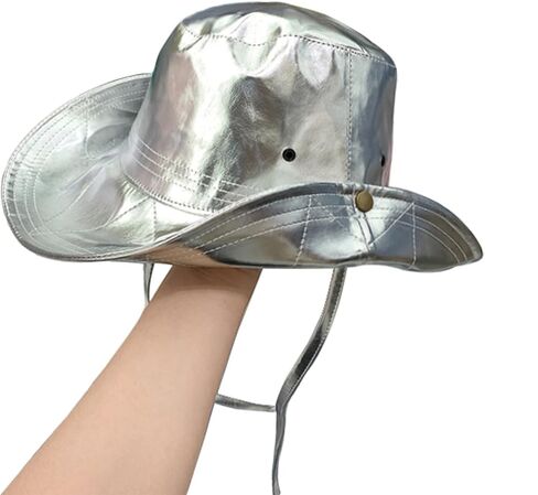 Faux Leather Cowboy Hat Unisex Bucket Hat with String Waterproof Fishing Cap Foldable Reversible Rain Hats for Women Men in Saudi Arabia