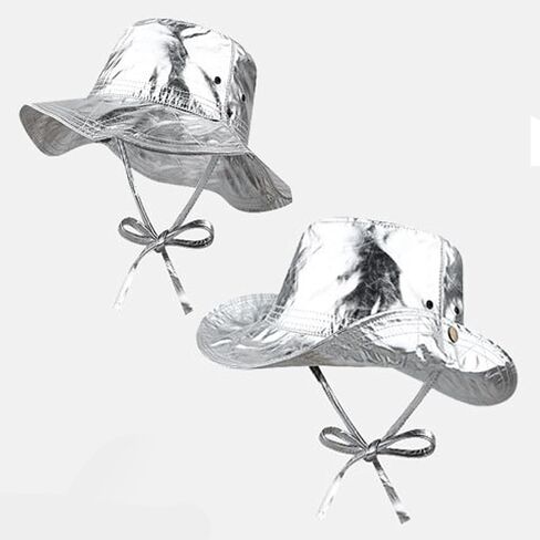 Faux Leather Cowboy Hat Unisex Bucket Hat with String Waterproof Fishing Cap Foldable Reversible Rain Hats for Women Men in Saudi Arabia