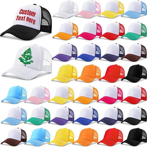 36 Pcs Sublimation Blank Trucker Cap Polyester Mesh Back Trucker Hat Summer Breathable Snapback Trucker Hats for Men Women Golf Beach Fishing Running in Saudi Arabia