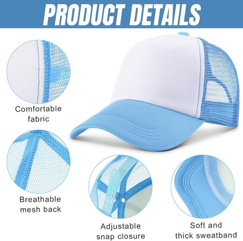 36 Pcs Sublimation Blank Trucker Cap Polyester Mesh Back Trucker Hat Summer Breathable Snapback Trucker Hats for Men Women Golf Beach Fishing Running in Saudi Arabia