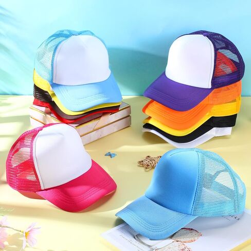 36 Pcs Sublimation Blank Trucker Cap Polyester Mesh Back Trucker Hat Summer Breathable Snapback Trucker Hats for Men Women Golf Beach Fishing Running in Saudi Arabia