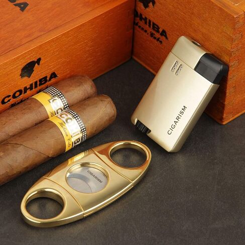 Gold Metal Plating Cigar Lighter and Champagne Cigar Cutter Set in Saudi Arabia