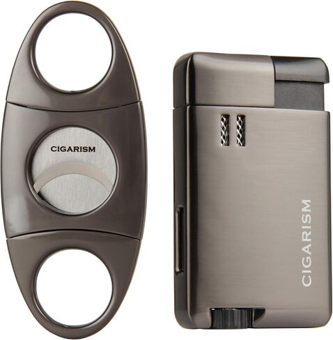 Gold Metal Plating Cigar Lighter and Champagne Cigar Cutter Set in Saudi Arabia