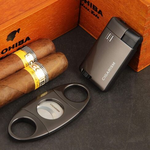 Gold Metal Plating Cigar Lighter and Champagne Cigar Cutter Set in Saudi Arabia