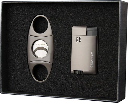 Gold Metal Plating Cigar Lighter and Champagne Cigar Cutter Set in Saudi Arabia