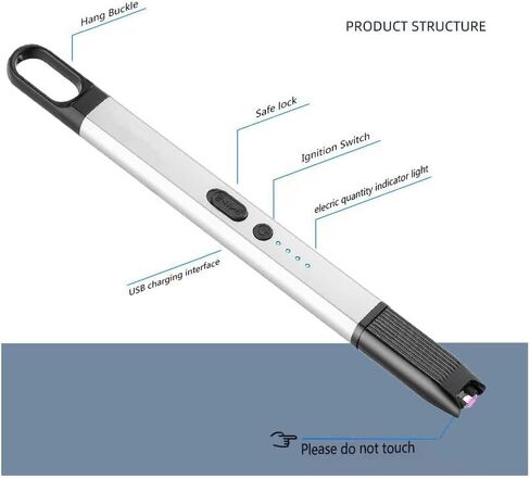 ولاعة شموع معدنية من سويلد، ولاعة شموع جمالية بشحن USB، ولاعة بلازما مقاومة للرياح للشموع، شمعة معطرة، موقد غاز، ولاعة بطارية عديمة اللهب مع مفتاح أمان in Saudi Arabia