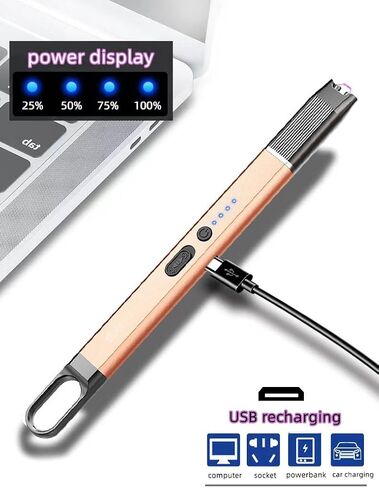 ولاعة شموع معدنية من سويلد، ولاعة شموع جمالية بشحن USB، ولاعة بلازما مقاومة للرياح للشموع، شمعة معطرة، موقد غاز، ولاعة بطارية عديمة اللهب مع مفتاح أمان in Saudi Arabia