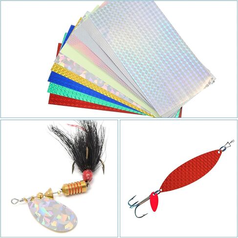 PATIKIL Assorted Reflective Fishing Lure Stickers, 24Pcs Adhesive Holographic Making Sticker Crafts DIY Film Flash Lure Tape for Fishing Lure Making Metal Baits in Saudi Arabia