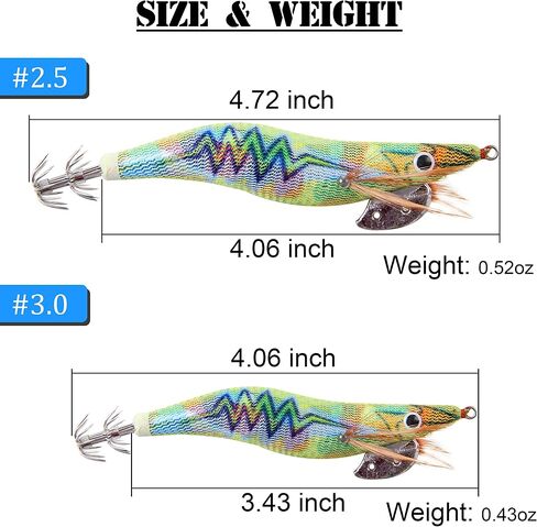 Squid Jig Saltwater Glow Squid Lures, 5/10pcs Luminous Shrimp Lures Fluorescent Squid Jigs Prawn Cuttlefish Sleeve Octopus Jigs Fishing Lures Size 2.5 3 in Saudi Arabia
