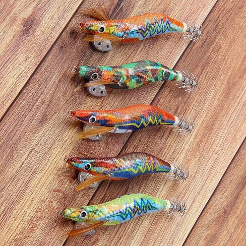 Squid Jig Saltwater Glow Squid Lures, 5/10pcs Luminous Shrimp Lures Fluorescent Squid Jigs Prawn Cuttlefish Sleeve Octopus Jigs Fishing Lures Size 2.5 3 in Saudi Arabia