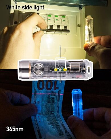 RovyVon Aurora A6 USB-C Keychain Flashlight, Max 650 Lumens Super Bright with Pocket Size, Fluorescent Button EDC Gadget, Magnetic Accessories, Momentary On, Gift for Outdoor Daily Use(365nm/White) in Saudi Arabia