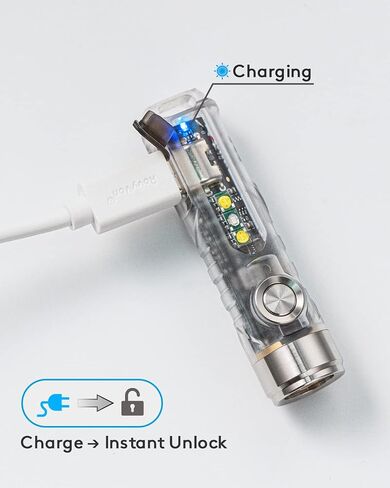 RovyVon Aurora A6 USB-C Keychain Flashlight, Max 650 Lumens Super Bright with Pocket Size, Fluorescent Button EDC Gadget, Magnetic Accessories, Momentary On, Gift for Outdoor Daily Use(365nm/White) in Saudi Arabia