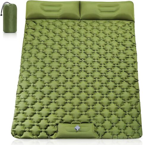Queen Size Sleeping Pad for Camping, Lightweight Waterproof Camping Air Mattress with Built-in Pump Camping Bed for Backpacking Gear, Hiking, Tent, Traveling Green in Saudi Arabia