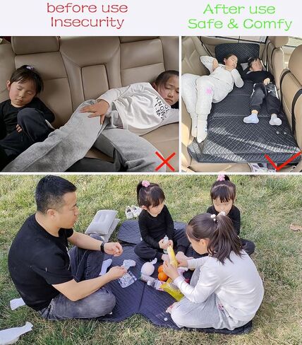 Non-Inflatable Car Mattress，Portable Car Back Seat Folding Bed，Car Travel Camping Mattress for Sleeping，Car Back Seat Extender for Car、SUV、Truck and Pickup (Brown) in Saudi Arabia