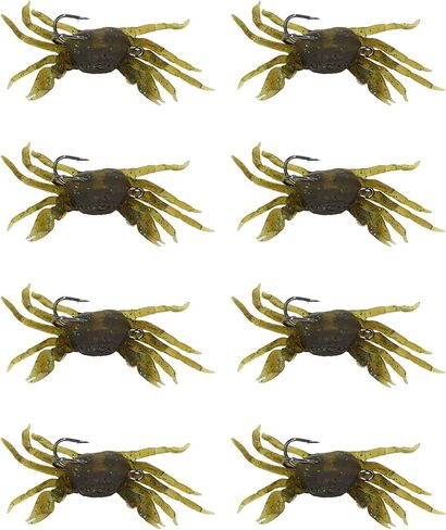 Alomejor Crab Soft Bait, Artificial Crab Lure Lifelike 33.5g 13cm Fishing Tackle 8 Pieces Portable with Hooks for Saltwater (Green Brown) in Saudi Arabia