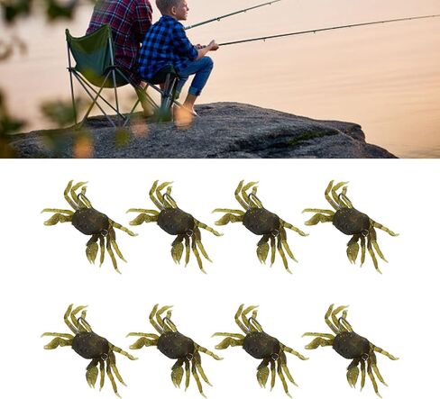 Alomejor Crab Soft Bait, Artificial Crab Lure Lifelike 33.5g 13cm Fishing Tackle 8 Pieces Portable with Hooks for Saltwater (Green Brown) in Saudi Arabia