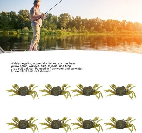 Alomejor Crab Soft Bait, Artificial Crab Lure Lifelike 33.5g 13cm Fishing Tackle 8 Pieces Portable with Hooks for Saltwater (Green Brown) in Saudi Arabia
