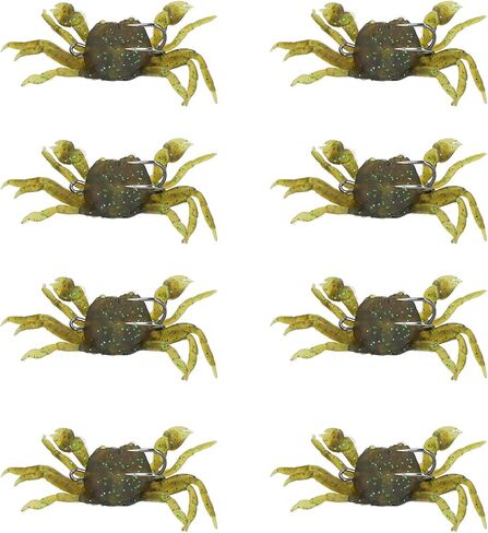 Alomejor Crab Soft Bait, Artificial Crab Lure Lifelike 33.5g 13cm Fishing Tackle 8 Pieces Portable with Hooks for Saltwater (Green Brown) in Saudi Arabia