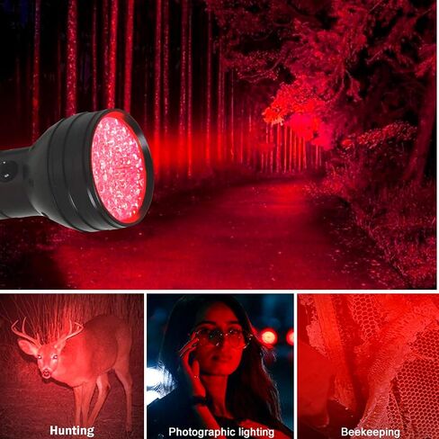 HQRP Portable Pocket Red Light Flashlight 9 LEDs for Watching Iguanas, Snakes, Hamsters, Hedgehogs, Turtles, Reptiles at Night, for Night-time Activities and Night Observation, Red Light Torch in Saudi Arabia