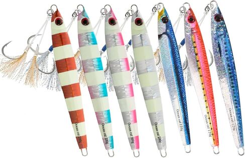 OCEAN CAT 1 PC Lead Metal Flat Slow Fall Pitch Fishing Jigs Lures Sinking Vertical Jigging Bait with Butterfly Hook for Saltwater Fishing Size 40g 80g 120g 160g 200g in Kuwait