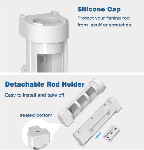 Detachable Fishing Rod Holders with 3M VHB Mounting Tape and Screws, Wall Mounted Rod Holder, Portable Fishing Pole Holders for Cooler, Bucket, Boats, Kayak, Garage, Trailer in Saudi Arabia