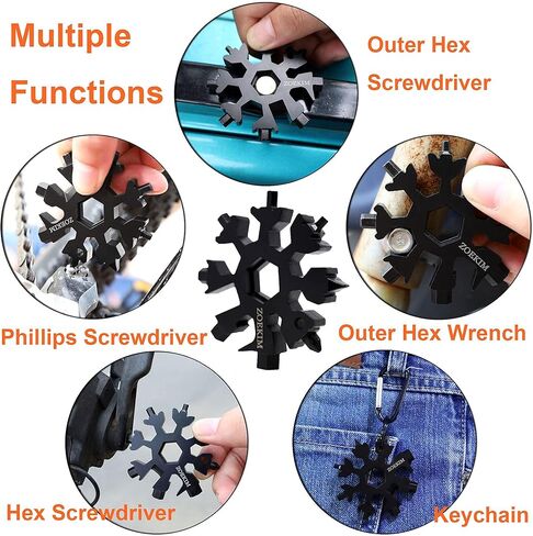18 في 1 أداة متعددة الاستخدامات لندفة الثلج، سلسلة مفاتيح متعددة المهام مصنوعة من الفولاذ المقاوم للصدأ، فتاحة زجاجات مركبة، أداة مذهلة in Kuwait